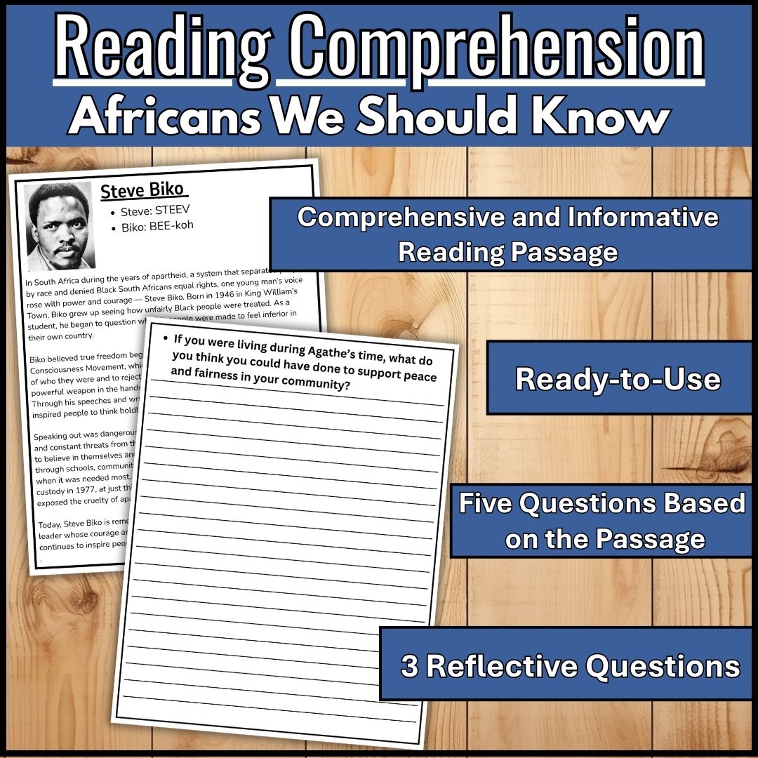 Black History Month African Biography Reading Comprehension and Questions Set - Image 3