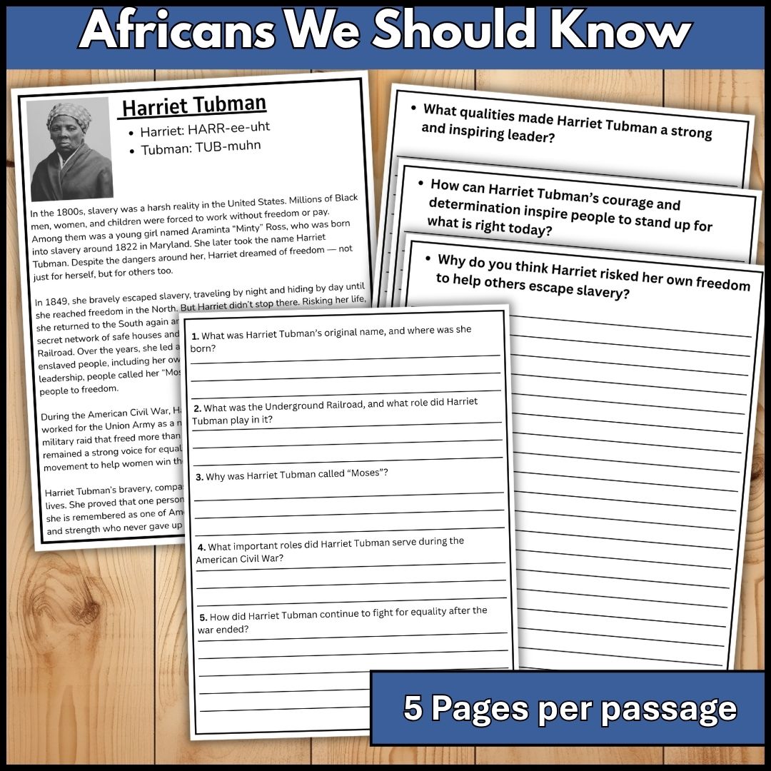 Black History Month African Biography Reading Comprehension and Questions Set - Image 4