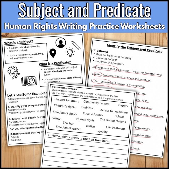 Human Rights With Chat Worksheet.pdf Human Rights Subject and Predicate Worksheets for Practice